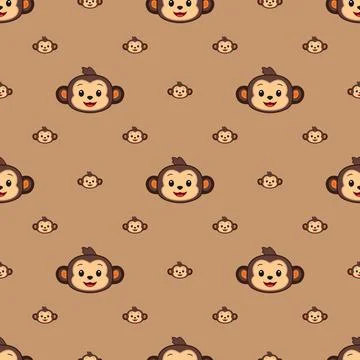 Vector seamless pattern with a monkey Stock Illustration