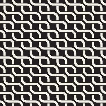 Vector seamless pattern. Monochrome bold wavy stripes background. Decorative  스톡 일러스트