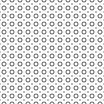 Vector. Seamless pattern. Monochrome large linear circles, small dots in rows. Illustrazione stock