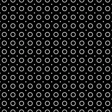 Vector. Seamless pattern. Monochrome large linear circles, small dots in rows. Stock Illustration