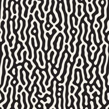 Vector seamless pattern. Monochrome organic shapes texture. Abstract rounded イラスト素材
