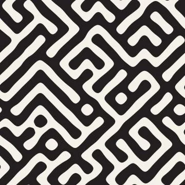 Vector seamless pattern. Monochrome organic shapes texture. Abstract rounded  스톡 일러스트