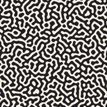 Vector seamless pattern. Monochrome organic shapes texture. Abstract rounded Stock Illustration