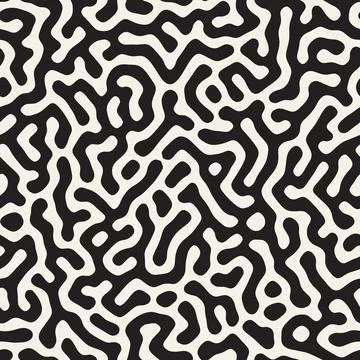 Vector seamless pattern. Monochrome organic shapes texture. Abstract rounded  イラスト素材