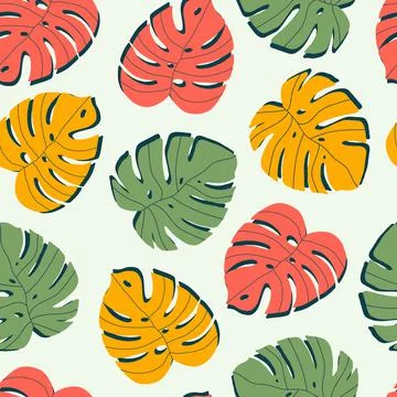 Vector seamless pattern of monstera leaves 스톡 일러스트
