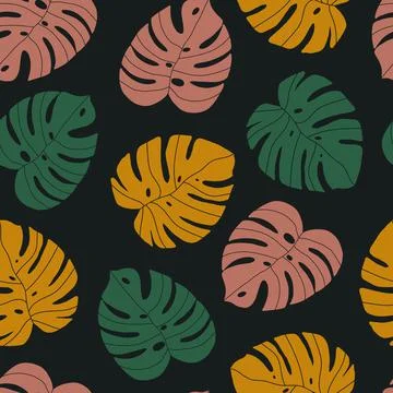 Vector seamless pattern of monstera leaves イラスト素材