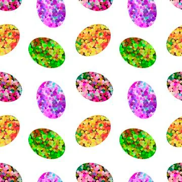 Vector seamless pattern of Mosaic colorful Easter eggs isolated on a white ba Stock Illustration