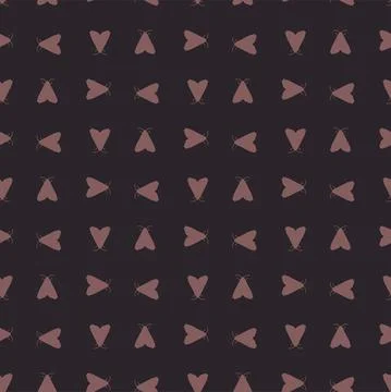 Vector seamless pattern of moths on a dark brown background. Stock Illustration