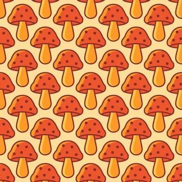 Vector seamless pattern with mushrooms. Autumn print. 스톡 일러스트