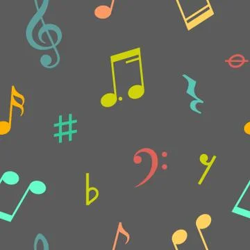 Vector seamless pattern of music notes and icons 库存插图
