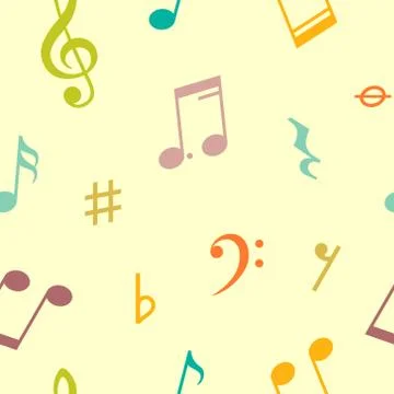 Vector seamless pattern of music notes and icons Stock Illustration