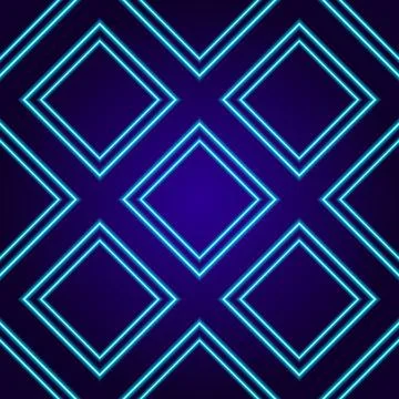 Vector seamless pattern of a NEON diamond with a blue double line. a pattern of Stock Illustration