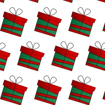 Vector seamless pattern with new year gifts Stock Illustration