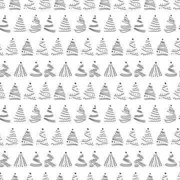 Vector seamless pattern with new year tree silhouettes. Repeatable holiday ba 스톡 일러스트