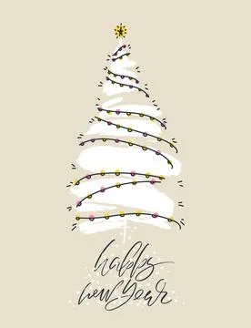 Vector seamless pattern with new year trees silhouettes. Repeatable holiday b Stock Illustration