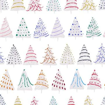 Vector seamless pattern with new year tree silhouettes. Repeatable holiday .. 스톡 일러스트