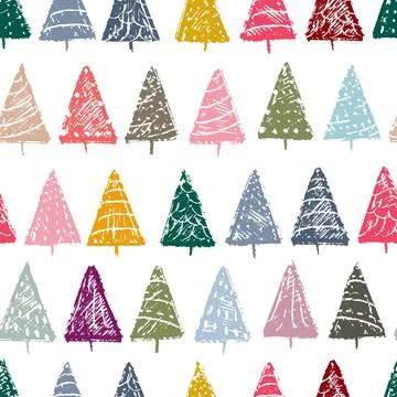 Vector seamless pattern with new year tree silhouettes. Repeatable holiday .. Illustrazione stock