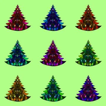 Vector seamless pattern of nine Christmas trees Illustrazione stock