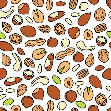 Vector seamless pattern with nuts Stock Illustration