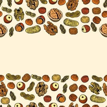 Vector seamless pattern with nuts Stock Illustration
