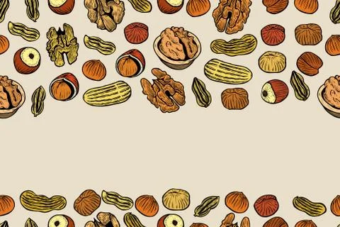 Vector seamless pattern with nuts Stockillustratie
