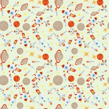 Vector seamless pattern o- space ships flying in the space Stockillustratie
