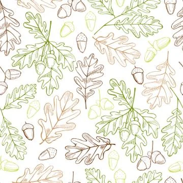 Vector  seamless pattern with oak leaves Illustrazione stock