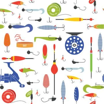 Vector seamless pattern with objects of fishing. イラスト素材