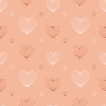 Vector seamless pattern ocher linear heart. Valentine's Day. Love. Stock Illustration