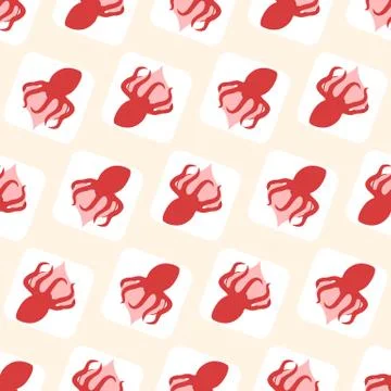 Vector seamless pattern octopus wraps around the heart Stock Illustration