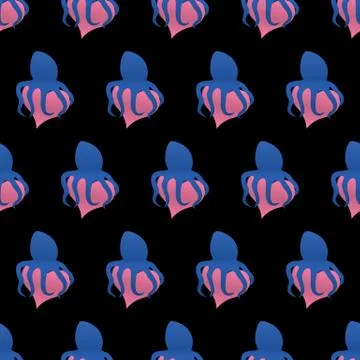 Vector seamless pattern octopus wraps around the heart Stock Illustration