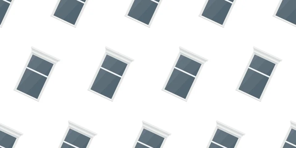 Vector seamless pattern of old gray windows. Abstract wall texture. Ilustración de archivo
