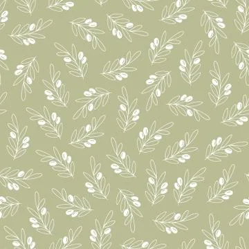 Vector seamless pattern with olive branches. Decorative background for wrappi Stock Illustration