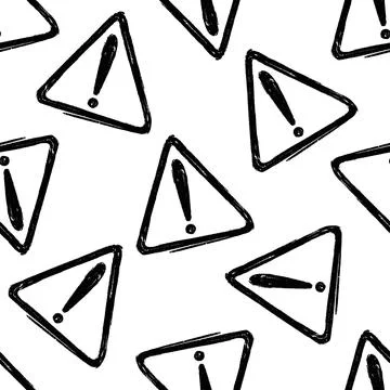 Vector seamless pattern or texture with doodle warning sign hand drawing. Stock Illustration