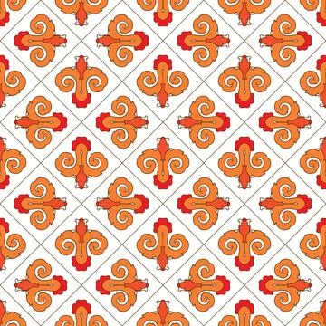 Vector seamless pattern of orange abstract geometric shapes for tile isolated Stock Illustration