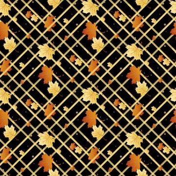 Vector seamless pattern with orange and yellow autumn leaves, natural backdro Illustrazione stock