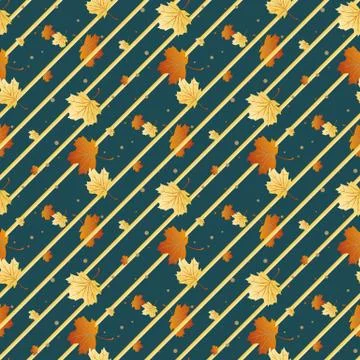 Vector seamless pattern with orange and yellow autumn leaves, natural backdro Stock Illustration