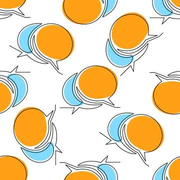 Vector seamless pattern with orange and blue speech bubbles. Stock Illustration