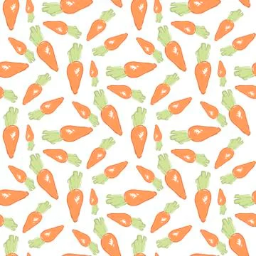 Vector seamless pattern with orange carrot Stock Illustration