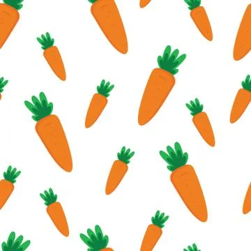 Vector seamless pattern with orange carrots on white background. Vegetable su Stock Illustration