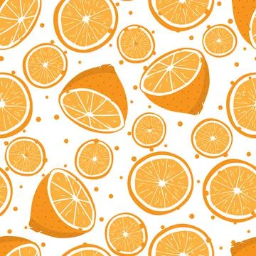 Vector seamless pattern with orange fruit Stock Illustration