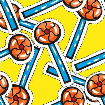 Vector seamless pattern orange lolipop isoleted on white background. Candy in 스톡 일러스트