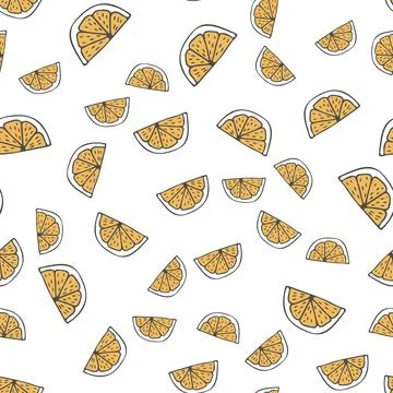 Vector seamless pattern with orange pieces on white background Stock Illustration