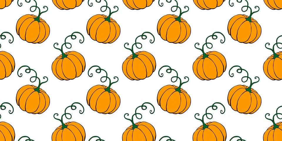 Vector seamless pattern with orange pumpkins with mustache. Halloween or than Stock-Illustration