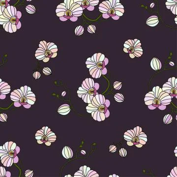 Vector seamless pattern with orchids Illustrazione stock