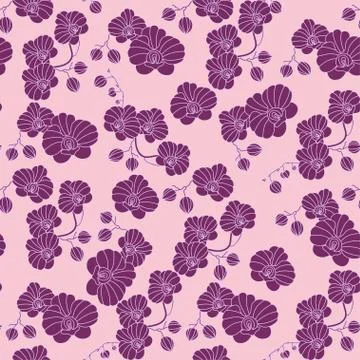 Vector seamless pattern with orchids Stock Illustration