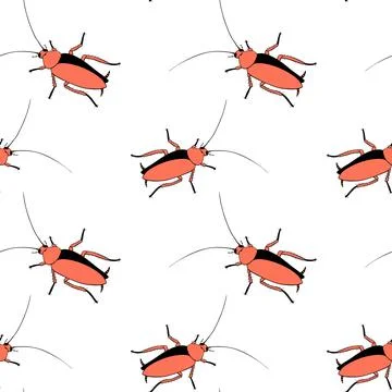 Vector seamless pattern from oriental cockroaches, beetles, insects. Pest con Illustrazione stock