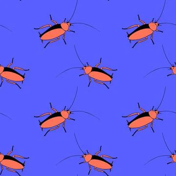 Vector seamless pattern from oriental cockroaches, beetles, insects. Pest con Illustrazione stock
