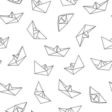 Vector seamless pattern with origami boat. Abstract creative background Illustrazione stock