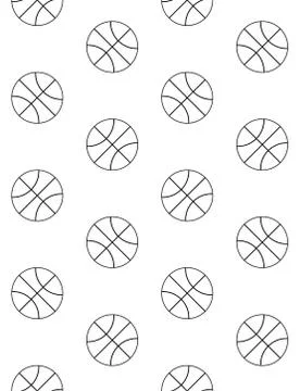 Vector seamless pattern of outline basketball ball Stock Illustration